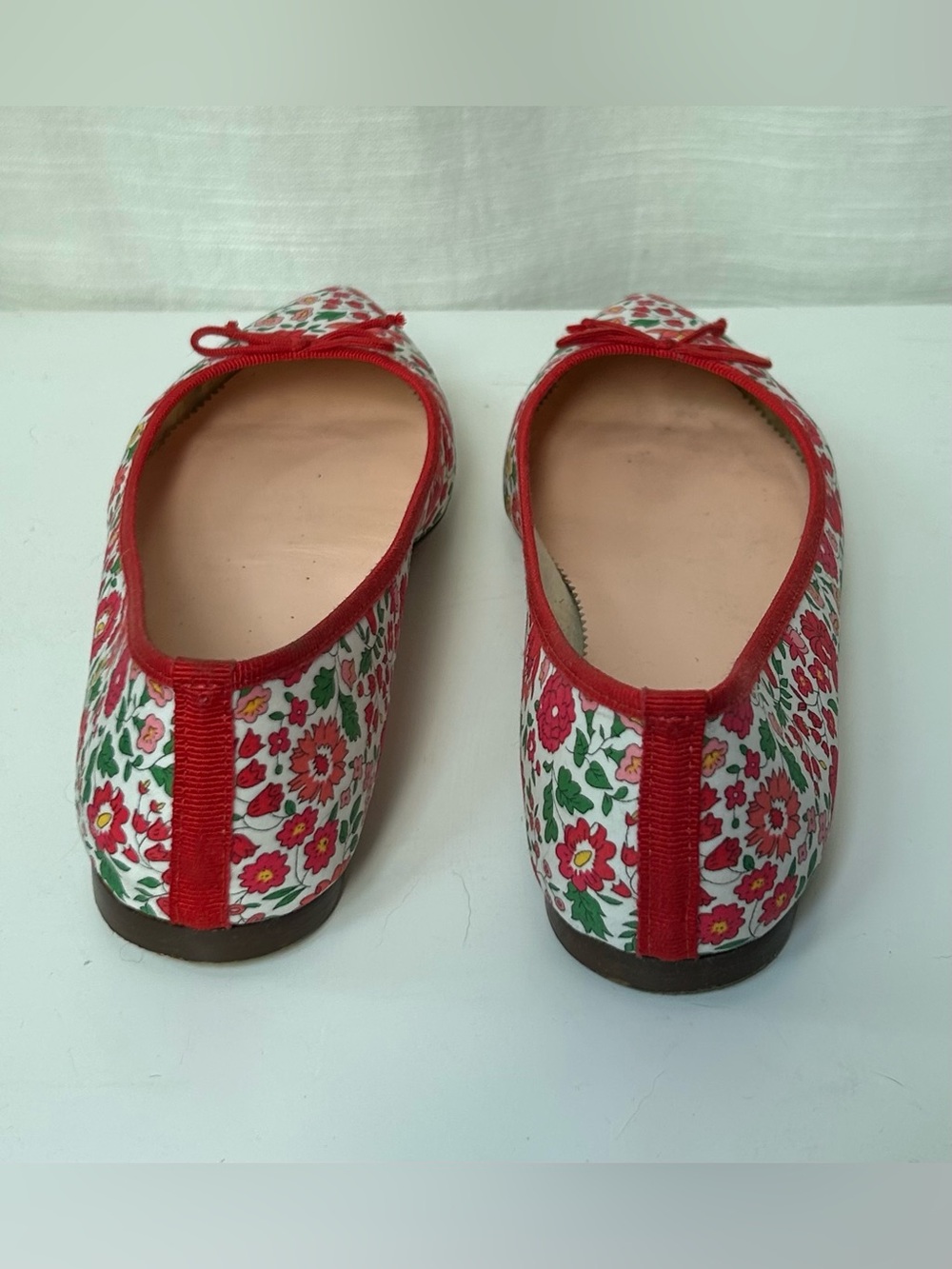J.Crew Gemma Ballet Flats in Floral Cloth - White with Red - Picture 7 of 10